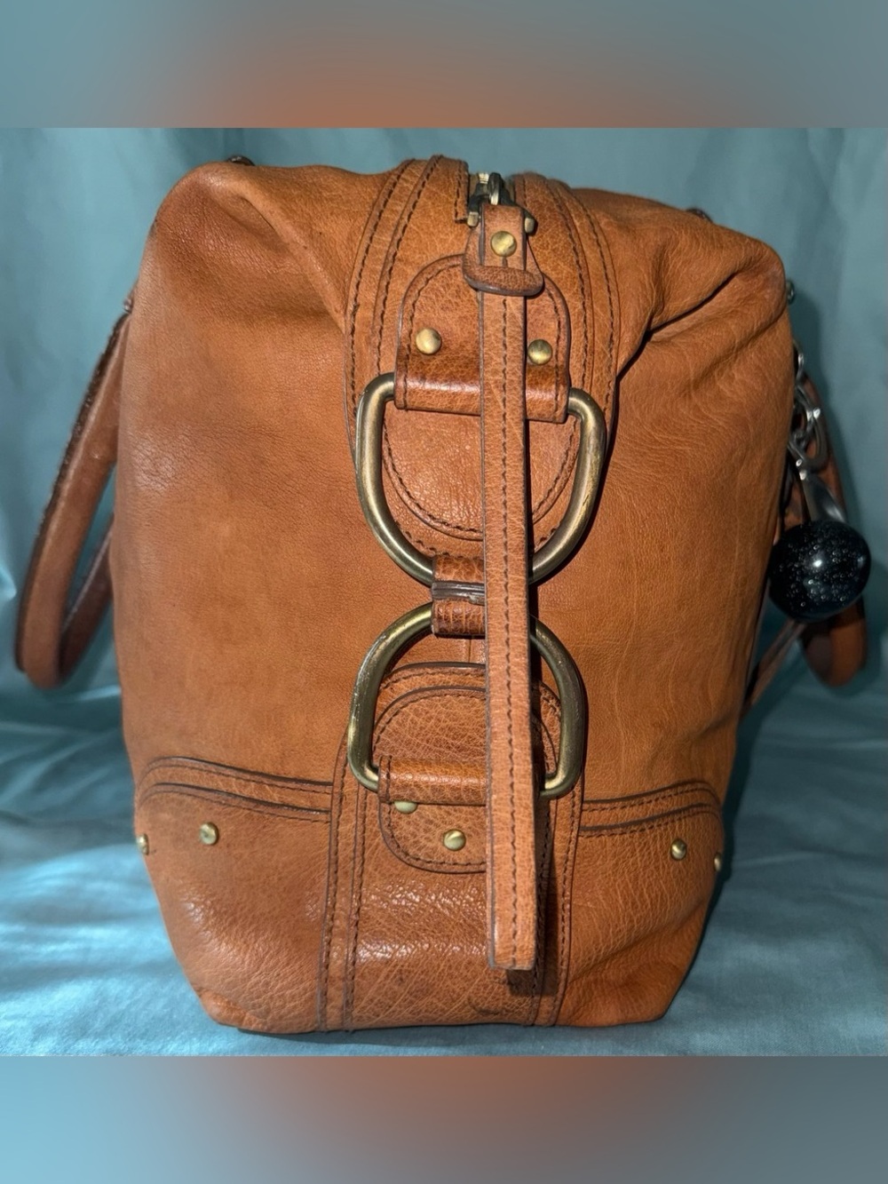 Bally Brownish Red Leather Shoulder Bag with Charm Accents - Picture 5 of 16